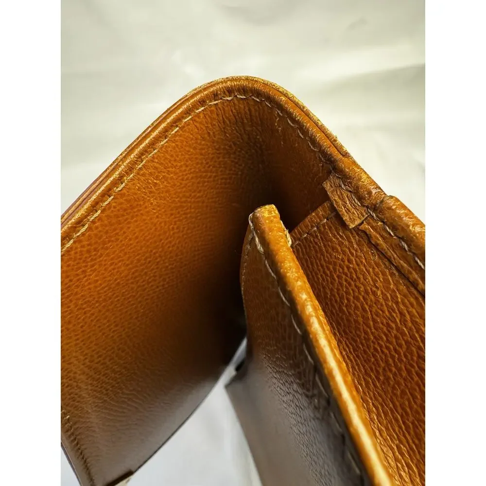 Vintage 1990s Yves Saint Laurent brown leather envelope clutch wrist strap - Picture 10 of 15